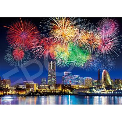 Epoch 500 Piece Jigsaw Puzzle Japanese Scenery Yokohama Night View and Gorgeous Fireworks - Kanagawa (38 X 53cm) 07-401s with Glue and Spatula with Sc