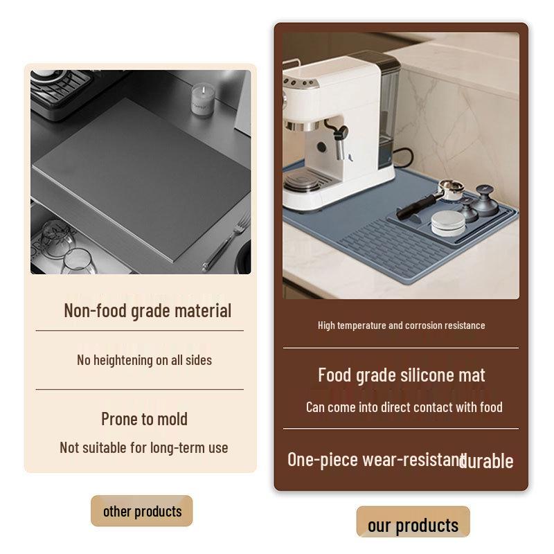 Coffee Machine Anti-Slip Silicone Mat: Bar Counter Mat, Draining Mat, Cocktail Strainer, Heat Insulator, Coaster, Tamper Mat.
