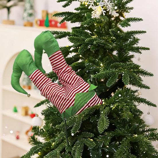 Indoor Festive Mantel Displays Christmas Swinging Leg Ornament, Electric Hanging Santa Legs for Tree, Moving Tree Ornaments Kids Fluffy Funny