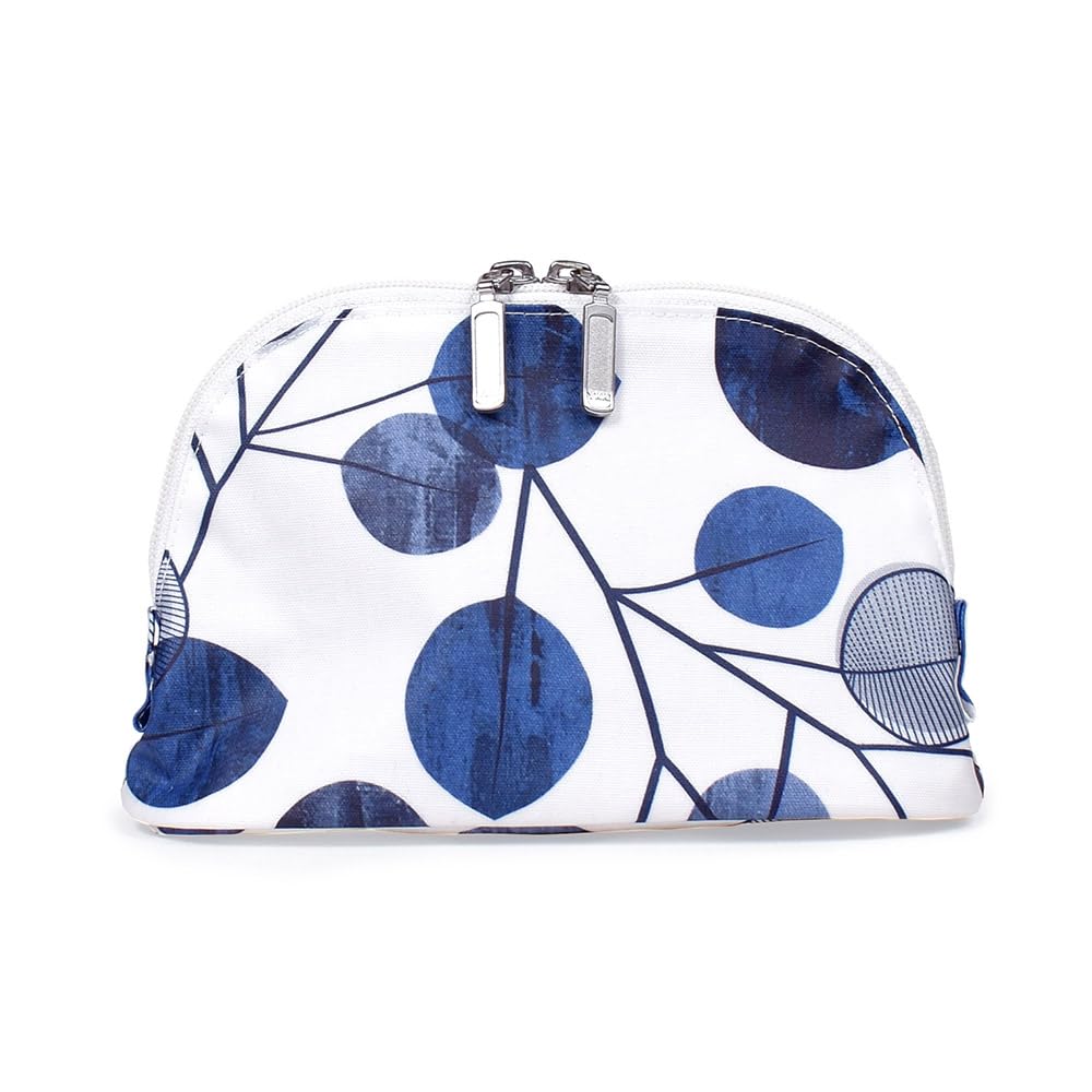 STYLE Decor Round Cute Navy W1005100 Women's Pouch, Cosmetic/Makeup Pouch, Small, Leaf,