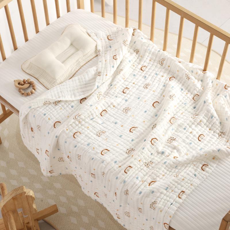 110x110cm High Density Pure Cotton Six-Layer Gauze Baby Bath Towel and Toddler Blanket