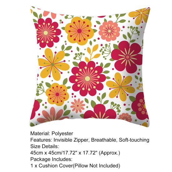 Cushion Cover Soft-touching Wide Application Portable Modern Floral Print Pillow Case Home Decor