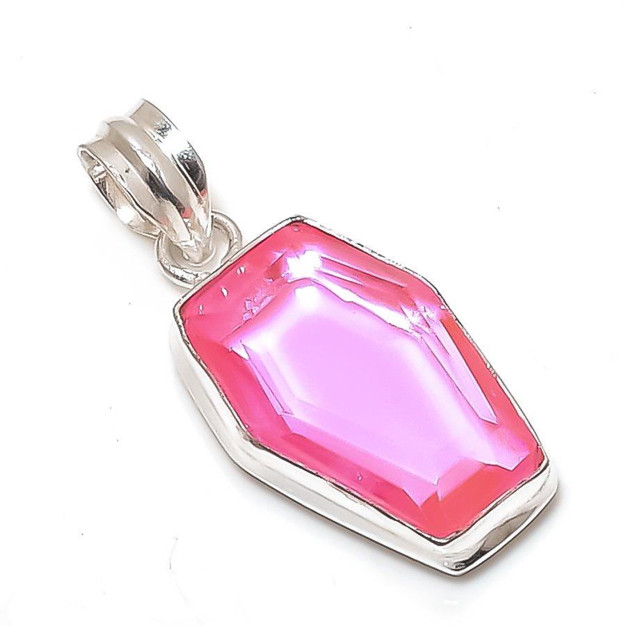 Natural Pink Kunzite Gemstone 925 Sterling Silver Jewelry Pendant 1.58" T5N62