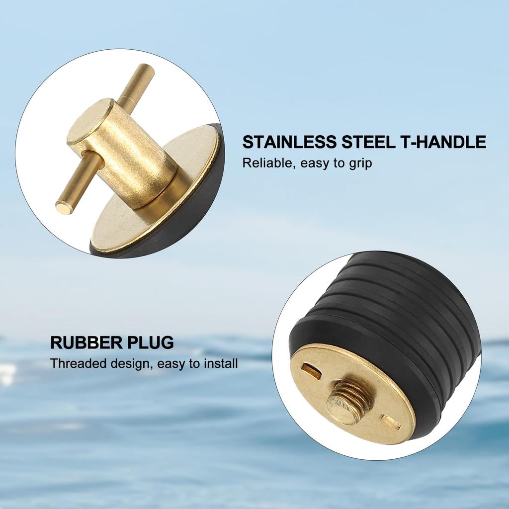 PATIKIL 1" Boat Drain Plug 2pcs T Handle Brass Boat