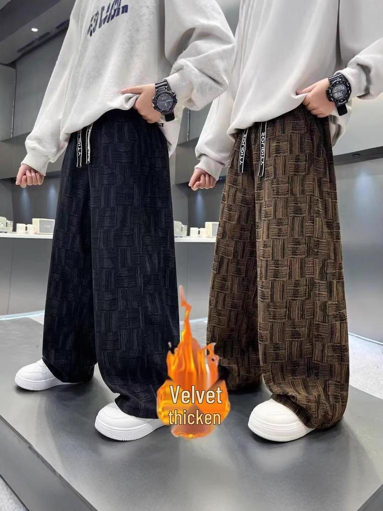 Boys' Fleece-Lined Corduroy Pants: Autumn/Winter 2025 Collection, Thickened One-Piece Casual Wear.