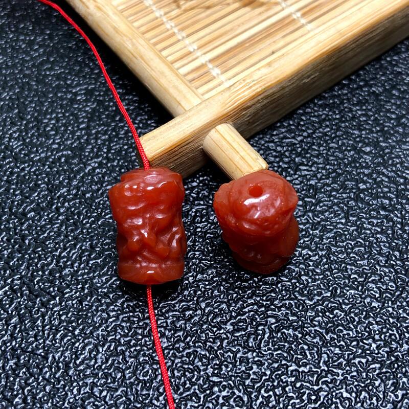 Nanhong Agate Mazu Yellow Dzambala Carved DIY Hand String Accessory