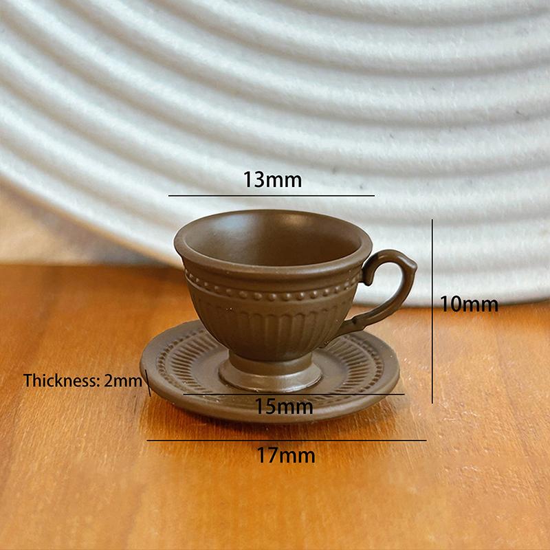 2PCS Small Luxury French Coffee Cup Plate Set Toy Dollhouse Mini Furniture Model DIY Accessories Miniature Scene Decoration