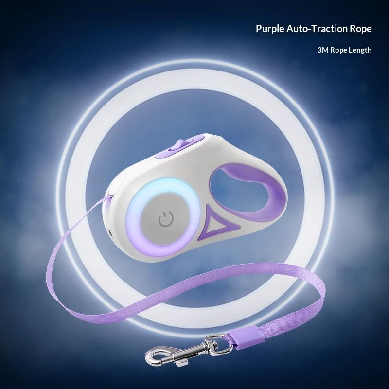 LED Light-emitting Dog Leash, Automatic Pet Leash, Retractable Dog Walking Leash, Dog Leash, Dog Supplies Leash (Pink,M)