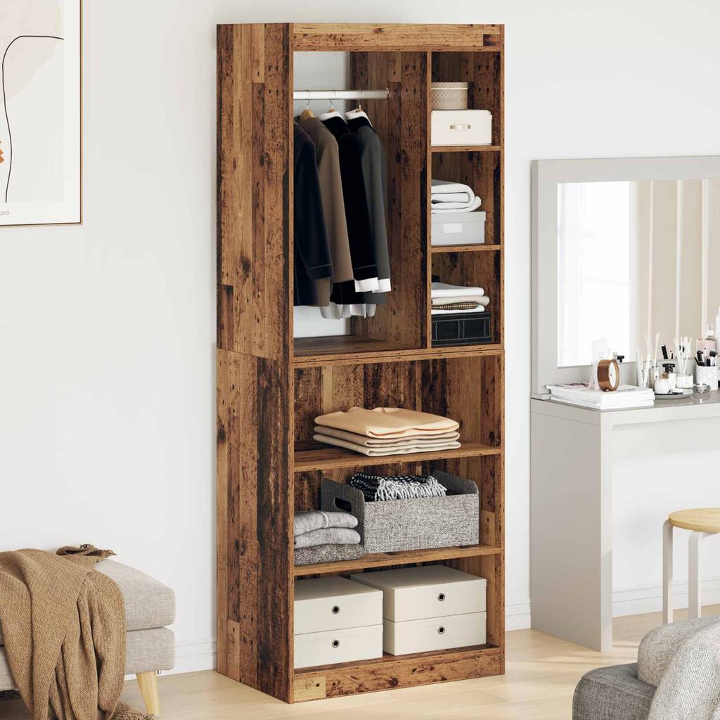 Kleiderschrank mit Regal und Stauraum Altholz-Optik 77 x 48 x 102 cm