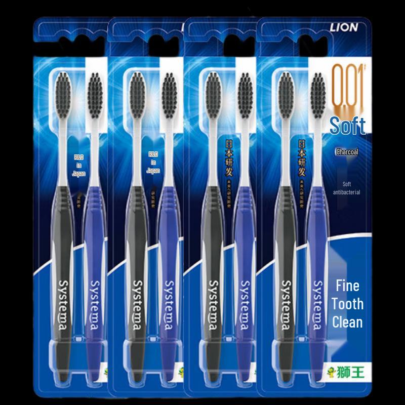 Lion Fine Clean 0.01 Carbon Soft Bristle Toothbrush 8-Pack