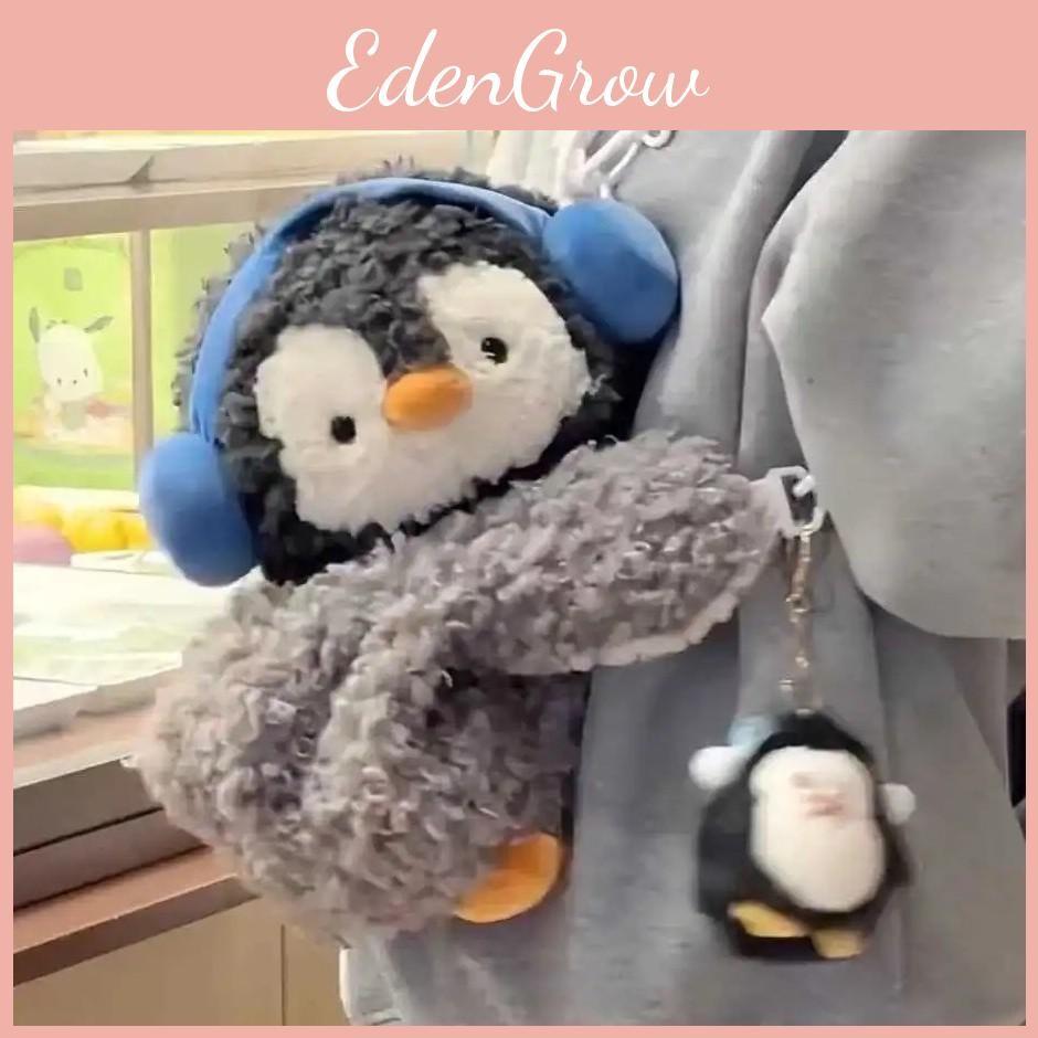 Little Adorable Penguin Plush Crossbody Bag With Open Front Pocket Children