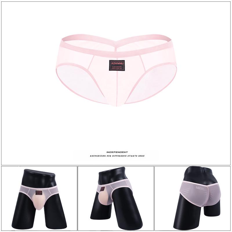 Men's Sexy Deep V-Back Butt-Lifting Transparent Thong AD332