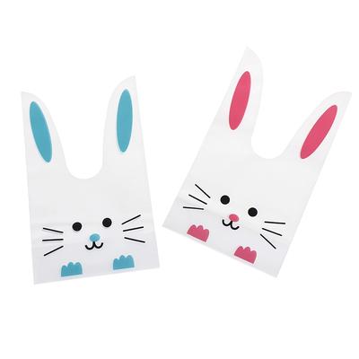 50Pcs Cute Long Bunny Rabbit Ear Gift Bag Easter Candy Gift Plastic Party Favors