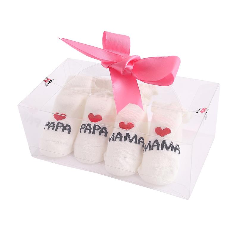 Infant Silicone Socks Gift Box: 2 Pairs - Cotton Wool Knitted for Newborn, Spring/Fall Floor Socks by PAPAMAMA