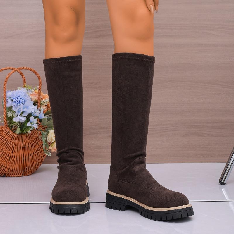 

Новые женские ботинки на высокой платформе с толстой подошвой, больших размеров и эластичные ботинки 43 кофейный