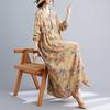 Season's New Vintage Print Loose Hem Long Dress