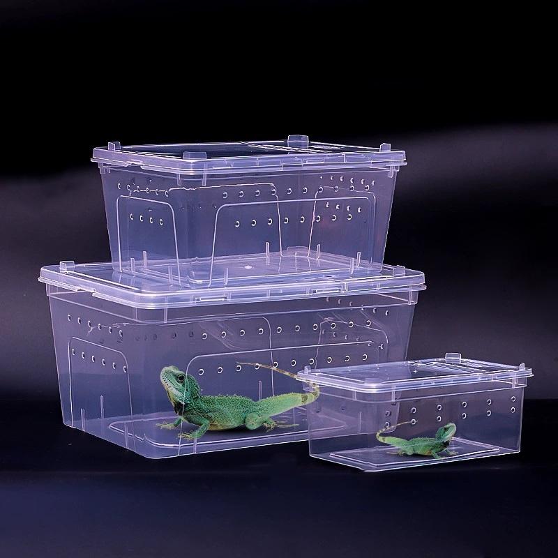Reptile Breeding Box Secure Portable Terrarium with Clear View Escape Proof Lid for Transport and Pet Display