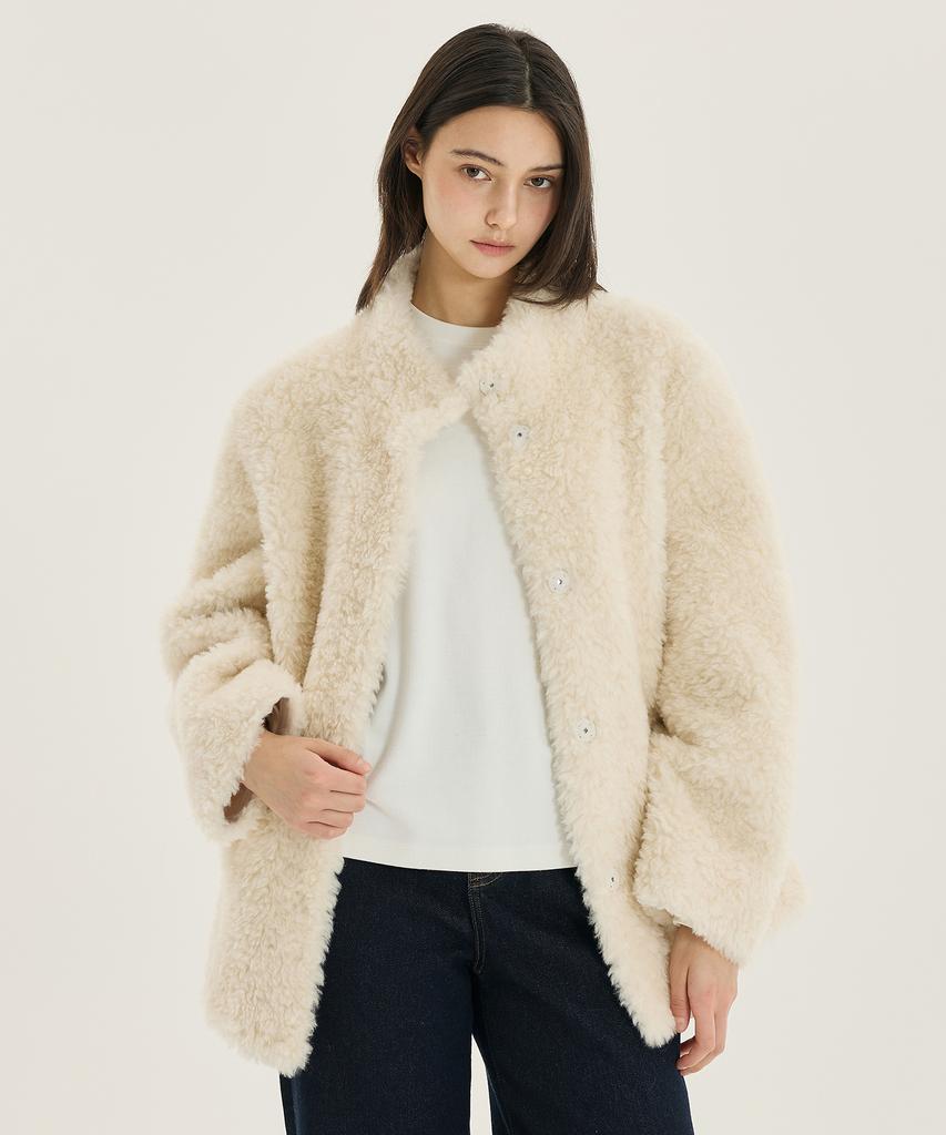 MIND BRIDGE WOMEN [W] Shearling Half Fur Coat - 2 Colors