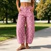 Women's Polka Dot Cropped Jeans Loose Fit Mid Curved Leg Casual Denim Pants