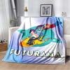 Cartoon (Futurama) Print Blanket. A Warm and Comfortable Flannel Blanket Suitable for Bedrooms, Sofas, Beds, Chairs, Picnics,