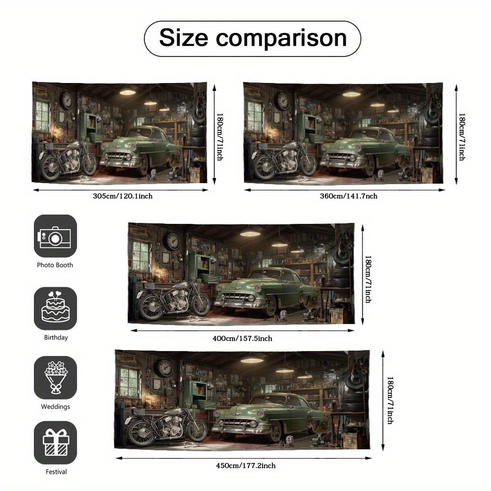 1pc Retro Garage Charm 2D Printed Garage Door Banner - Retro car and workshop scenes garage decoration event decoration