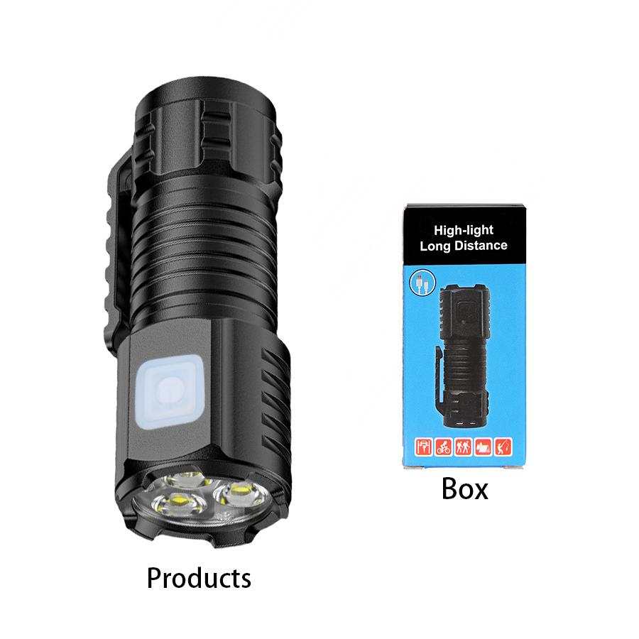 MINI 3LED Flashlights Rechargeable with Built in Battery Torch Portable Outdoor Waterproof Hiking Flashlight Pen Clip HeadLamp