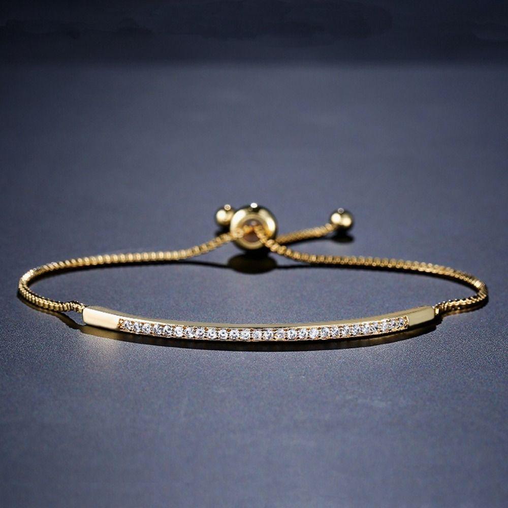 Adjustable Rhinestone Bracelet Stainless Steel Simple Hand Bangle Creative Crystal Bracelet  Female