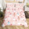 Christmas Kids Bedding Set Cartoon Snowman Bedding Duvet Cover Set for Boys Girls Christmas Tree Decor Comforter Cover Set Pink Dots Xmas Th
