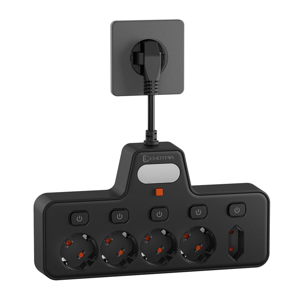 European standard multi socket lighting power socket, made of PC fire-resistant and flame-retardant material, equipped with small night lights