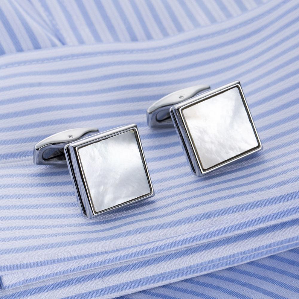New square shell cufflinks, French dress sleeve nails, elegant dress cufflinks 51727