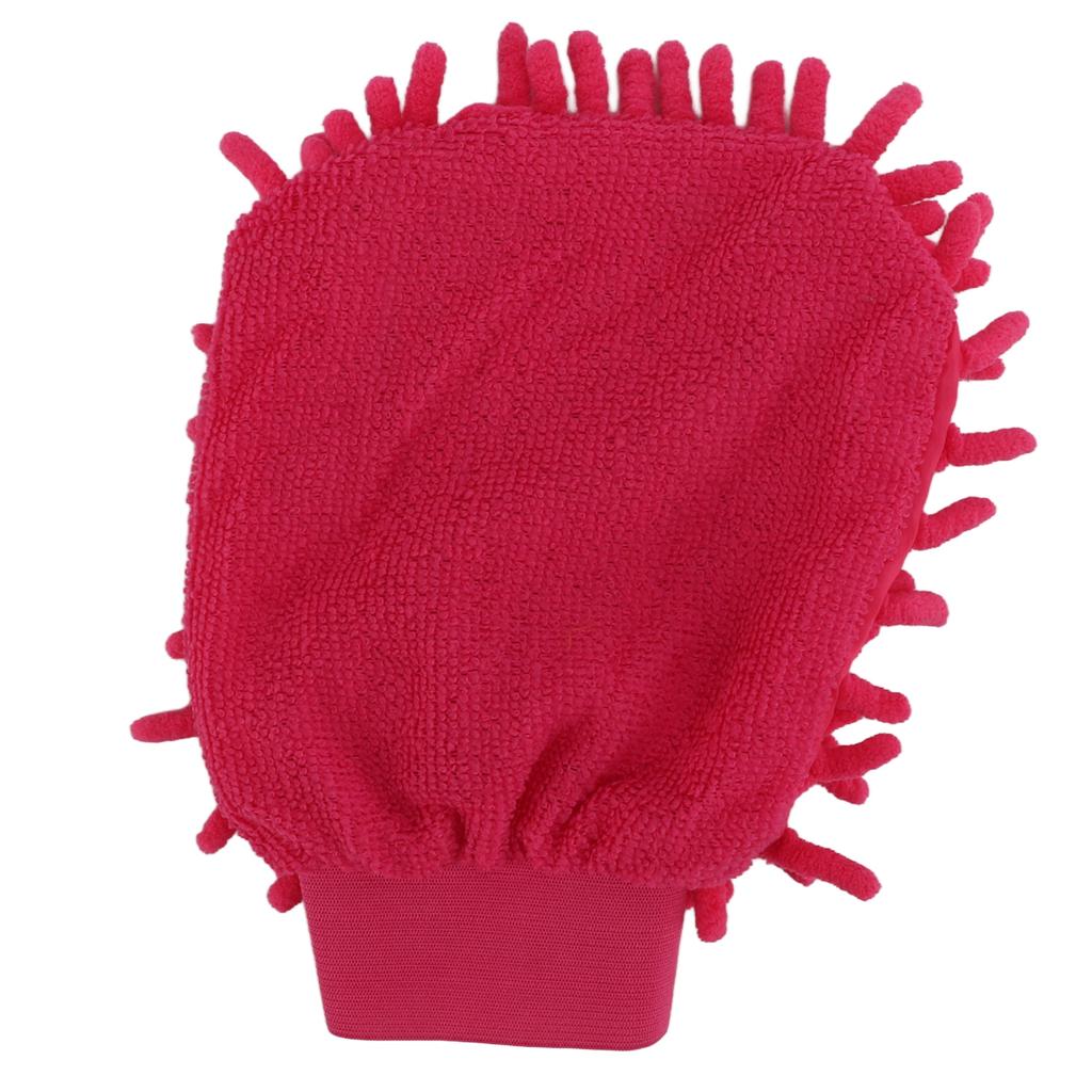 Car Wash Mitt Scratch Free Double Sided Chenille Pink Soft Washing Glove for Vehicle Cleaning