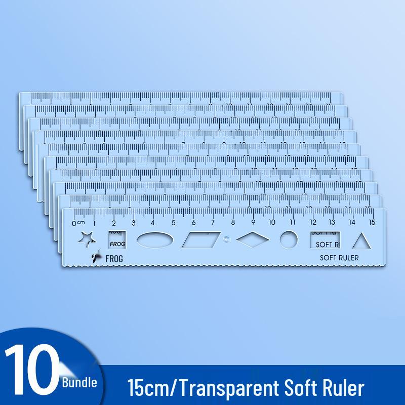 Riglă Moale Multifuncțională – Ondulată și Dreaptă, 15cm/20cm, Plastic Transparent pentru Elevii din Clasa I
