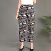 Pantaloni Casual Estivi da Donna Taglia Forte in Seta Ghiaccio Elasticizzata - Larghi, Vita Alta Elastica per Mezza Età e Anziani
