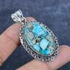 Natural Copper Blue Turquoise 925 Sterling Silver Jewelry Pendant 2.29" V7V29