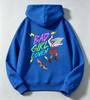 Latest color print of bad girl witch broom on children's hooded sweatshirt.Teenage loose oversized retro cartoon pullover hoodie