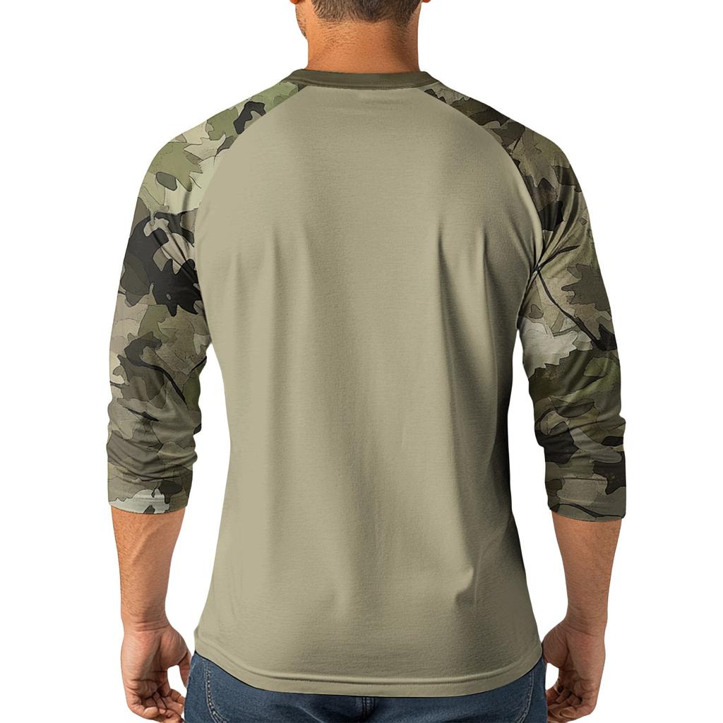 Top Masculino de Manga 3/4 Raglan Contrastante com Botões