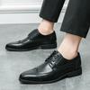 Fashion Men Retro Formal Shoes PU Black and White Lace Up Business Office Block Shoes Gentleman Classic Social Shoe Size 38-46 Men Shoes