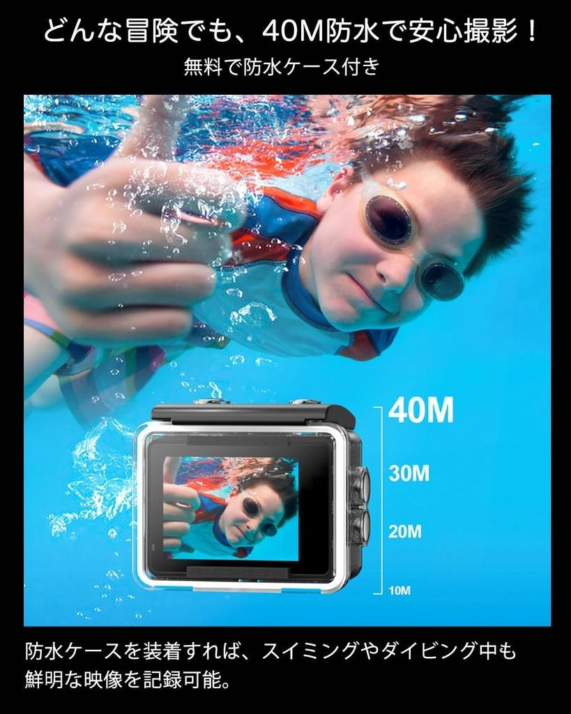 Surfola SF530Max Action Camera with Wired Microphone and 32GB 4K 24MP Dual Color Underwater Remote EIS Image 40m 1080P HDMI Two HDMI Outputs Wireless