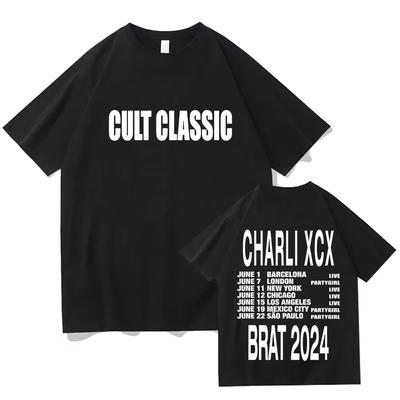 Kultklassiker Charli XCX Brat Tour 2026 T-Shirt Mode Herren Ästhetisch Retro T-Shirt Neutral Übergroß Unisex Harajuku hohe Qualität