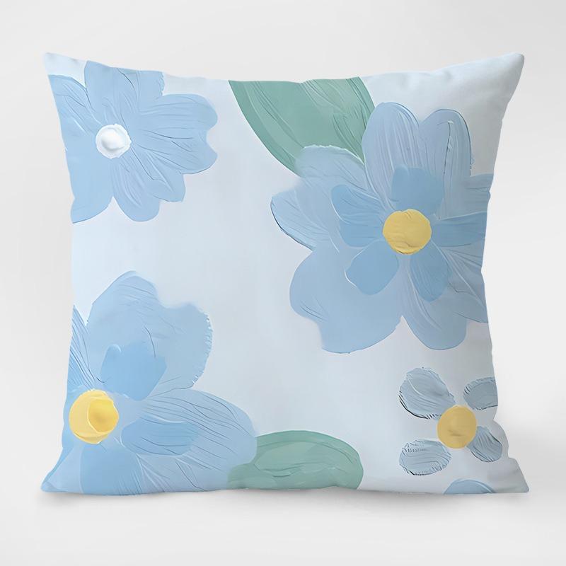 Simple Pastoral Flower Print Decorative Pillowcase Bedroom Living Room Square Cushion Pillowcase