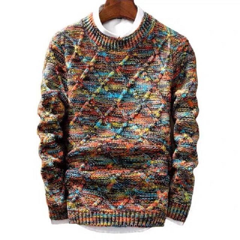Autumn new men's thickened sweater men's inner men's knitted sweater long-sleeved crew neck top jacket