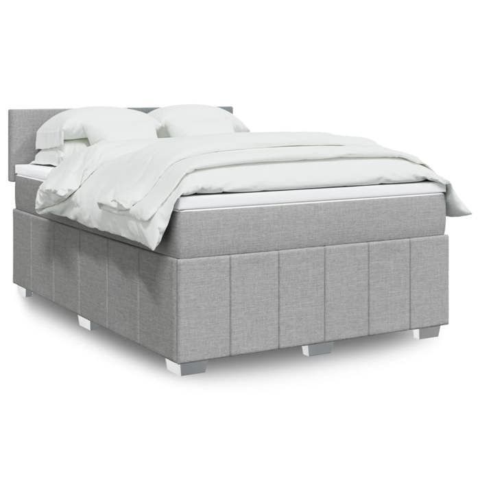 VidaXL Slatted Bed Base with Mattress Light Grey 140x190cm Fabric 3287056
