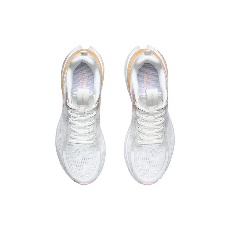 Li-Ning Lightweight Low-Top Running Shoes Women Sneakers White Orange ARHR062-3