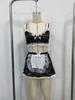 New Erotic Role-Playing Maid Outfit: Lace Semi-Sheer Lingerie Set