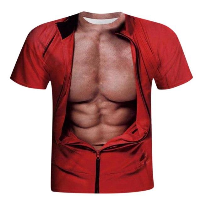 Sexy tričko s tetováním na svaly 3D trička se zvířecím potiskem Pánské letní tričko Hip Hop Homme Streetwear Funny trička