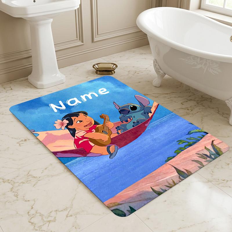 Custom Name Stitch Floral Living Room Non-Slip Area Rug Soft Carpet for Bedroom Kids Playroom Sofa Office Home Decor Doormat