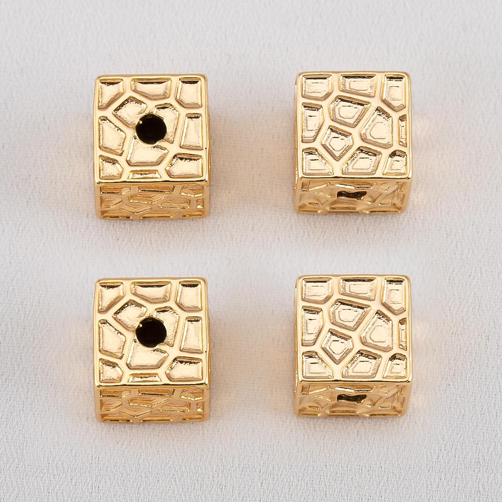 Gold Color Plated Copper Cube Spacers Bead for Jewelry Beads Separator Loose Charm Bead DIY Bracelet Necklace Making Accessories