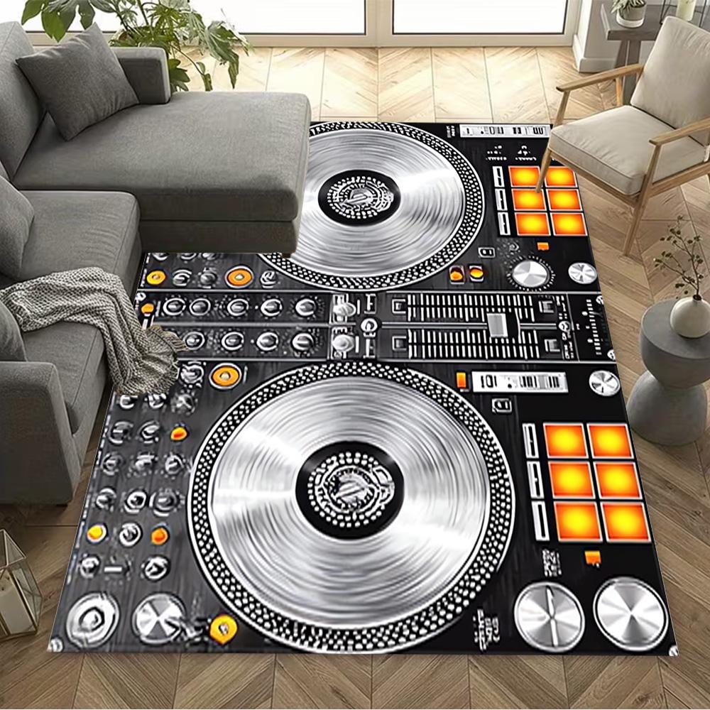 1pc music notes vinyl records and cassettes rug home carpet design for office decor gift living room bedroom