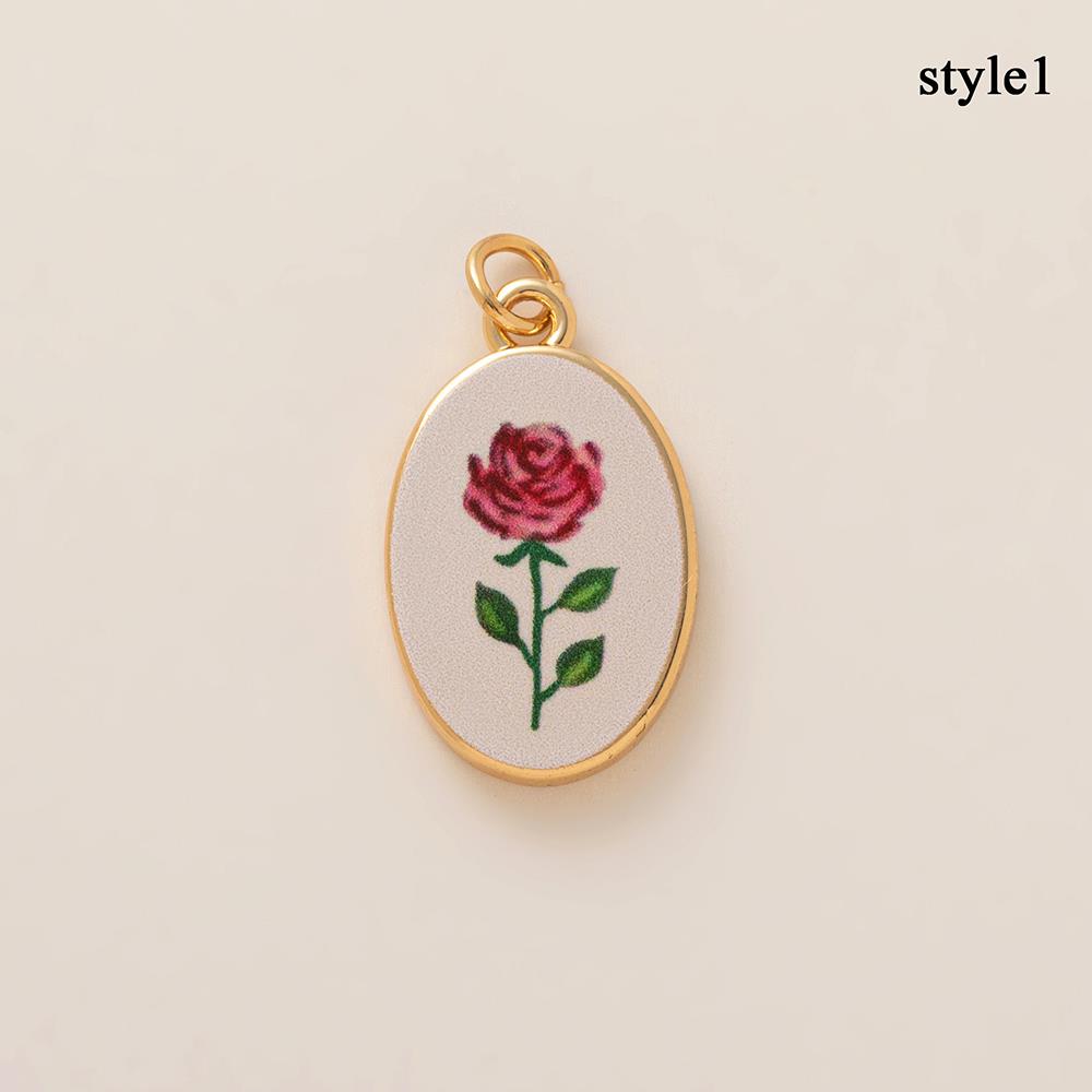 HOT Mini Copper Flower Pendant For Women Flower Strawberry Love Painting INS Necklace Choker Pendant For Jewelry Bracelet