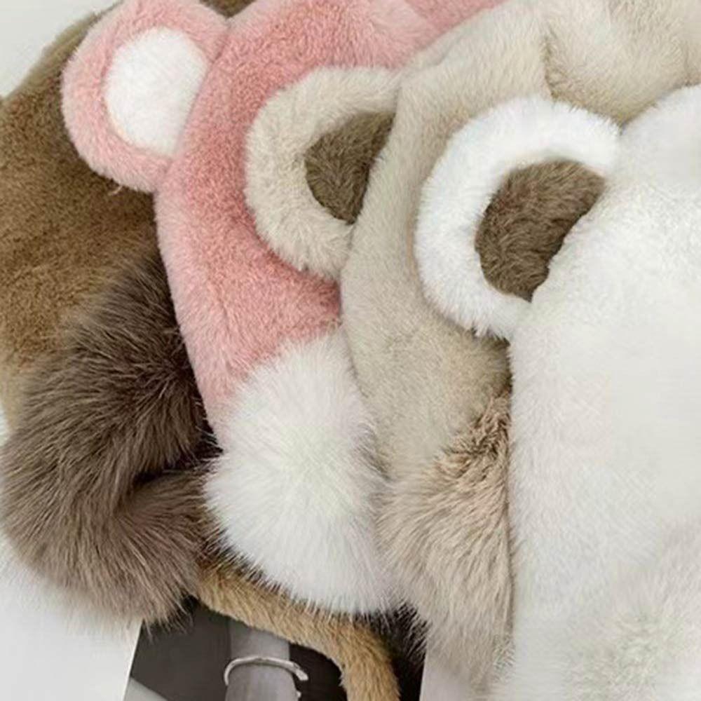 Windproof Bear Ear Fur Hat Thick Fisherman Hat New Cold-Proof Earflaps Cap  Women